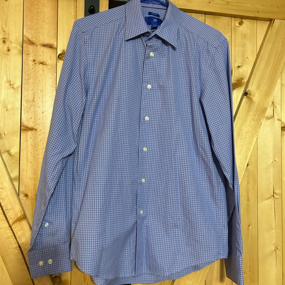 Egara Blue and White Checkered Dress Shirt
